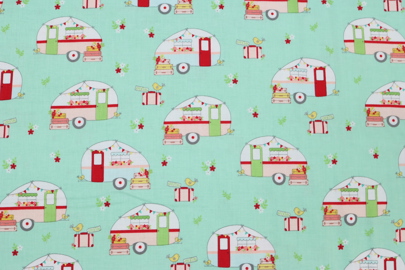 Riley Blake Printed Cotton - Cute Caravans Aqua 112cm