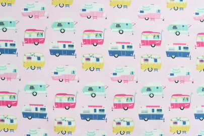 Riley Blake Printed Cotton - Happy campers Pink 112cm