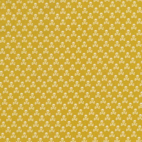 Skulls Printed Cotton - Gold